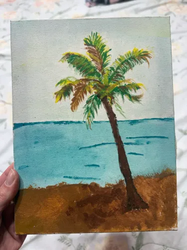 Quadro Pintura Coqueiro 18x24