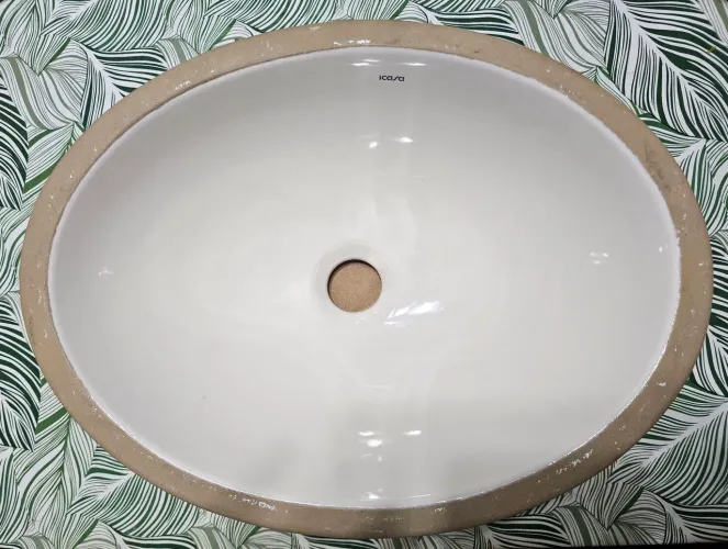 Cuba de embutir oval marca Icasa 30x40cm cor Palha - NOVA!!