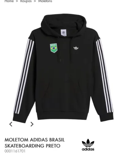 MOLETOM ADIDAS OLIMPÍADAS BRASIL SKATEBOARDING PRETO