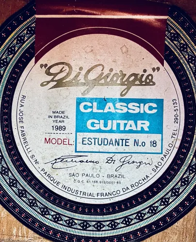 Violão Di Giorgio , estudante nº 18 - Ano 1989, excelente estado de conservação!
