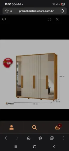 Guarda Roupa Veronese 2.30Cm Ripado 6 Portas Cinamomo/off White C/ Espelho Madetec