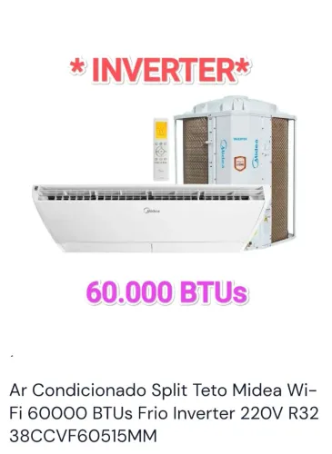 Ar Split Piso Teto Midea Carrier 60.000 BTUs INVERTER + Novo + Nota + Garantia+ Cartão 12x