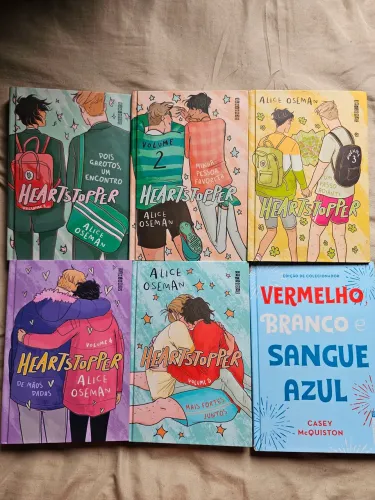 Coleção Heartstopper Capa Dura Vol 1 ao 5 + Vermelho Branco e Sangue Azul Seminovos