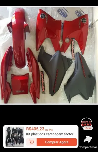 Kit carenagem completo factor YBR 2012 vermelha