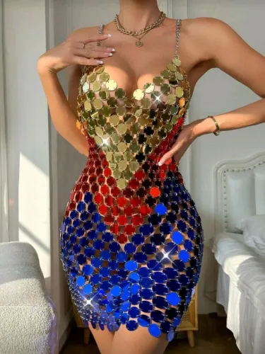 Vestido paetes mulher maravilha 