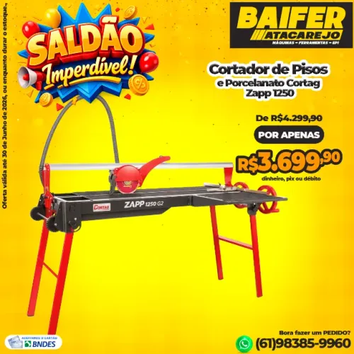 Cortador de Pisos e Porcelanato Cortag Zapp 1250