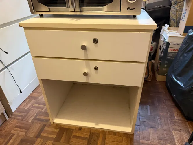 Balcão Gaveteiro para Quarto / Escritório 2 Gavetas com Nicho (MDF Branco)