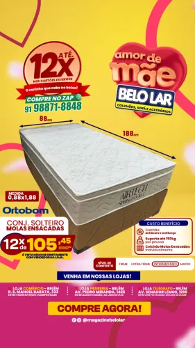 Cama Solteiro Molas Ensacadas