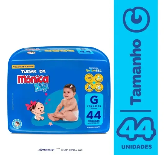 Fralda Turma da Mônica G com 44 fraldas