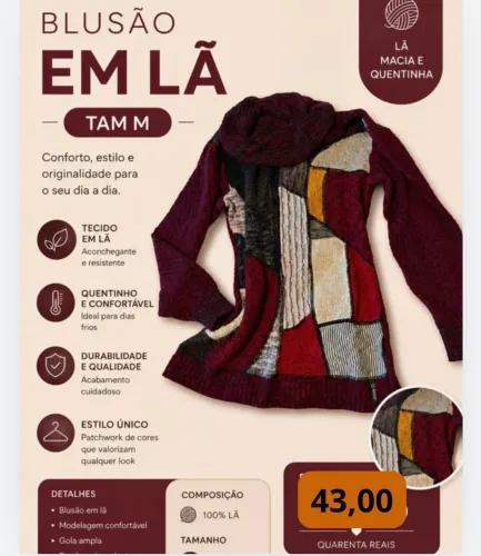 Blusão em Patchwork de cores que valorizam qualquer look