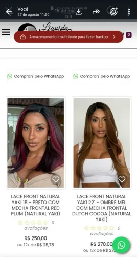 Vende-se lace/peruca/wig