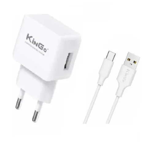 Carregador Para Celular Usb Cabo V8 2.1a Kingo 2.1a Branco