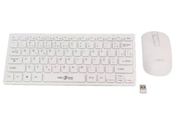 Kit Teclado + Mouse Sem Fio Mini 2.4g Ultra Fino Pc Notebook Branco