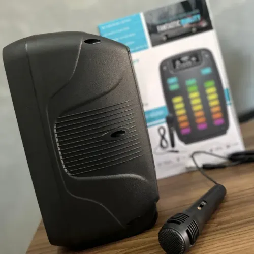 Caixa de Som Bluetooth Amplificada Com Microfone Portátil