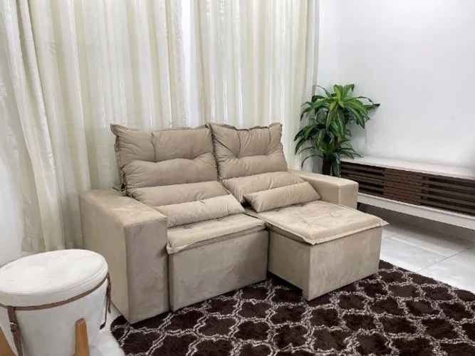 Sofá Retrátil Reclinável Beatriz 1.90m Até 12x - Frete Grátis 