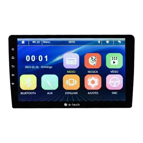 Dvd 1 Din Tela 9" 4x50w Rms Sem Leitor Dvd Com Usb Bluetooth Espelhamento Android Ios Tela