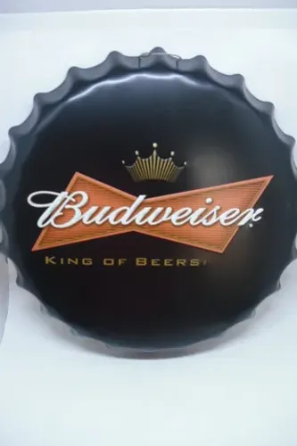 2 - placa de metal - tampa de cerveja  - budweiser e brahma - novas - peças únicas