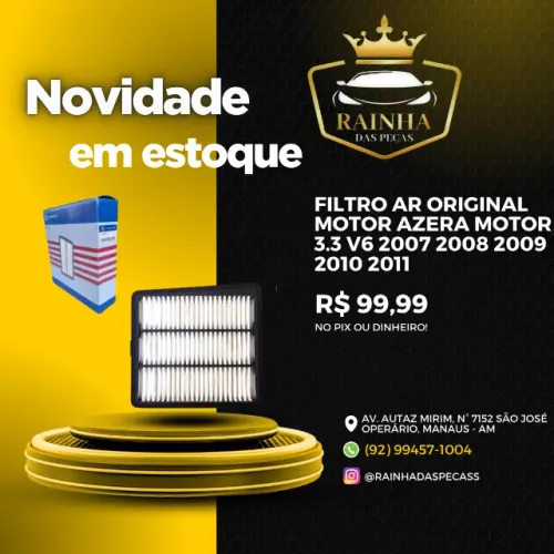 Filtro Ar Original Motor Azera (Motor 3.3 V6) 2007 2008 2009 2010 2011