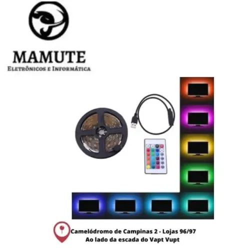Fita Led 5050 Rgb Controle Remoto 5m 5v Usb Para Tv Pc Carro