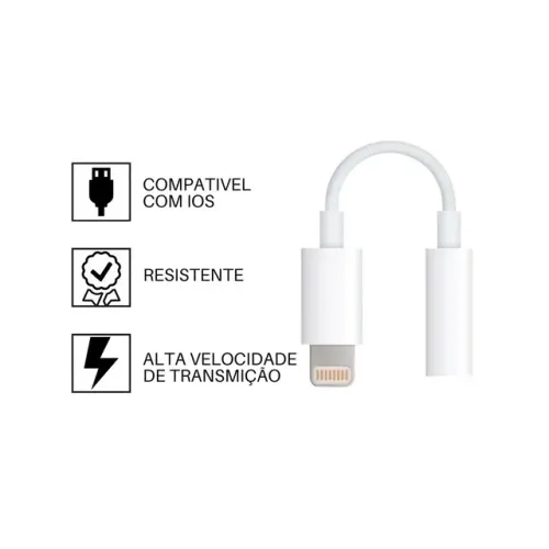 Adaptador iPhone iPad Samsung Lightning Tipo C p/ P2 Fêmea Áudio Auxiliar Fone de Ouvido