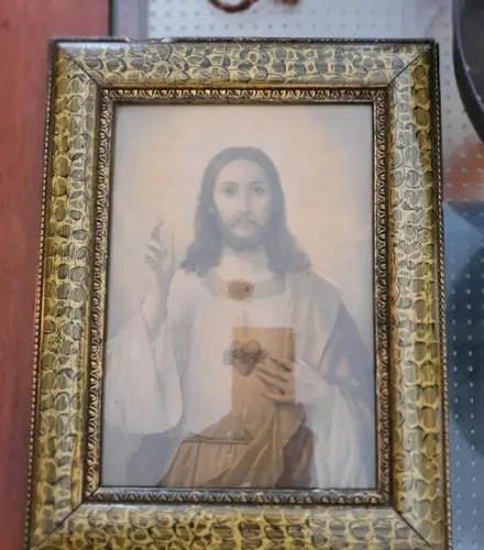 Quadro Sagrado Coração de Jesus lindo e muito antigo