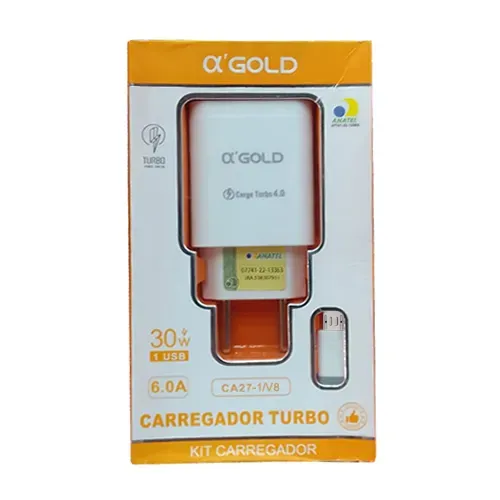 Carregador Turbo V8 30W 6A 1 Usb Gold Ca27-1 V8 Loja Coimbra Computadores Entregamos