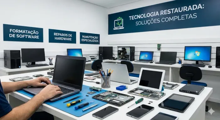 Manutenção e formatação de computadores.