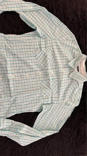 Camisa social xadrez verde e branca - tamanho M