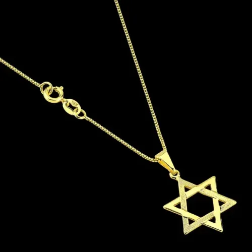 Corrente Colar Veneziana + Pingente Estrela de Davi Banhados a Ouro 18k Cordão Masculino 