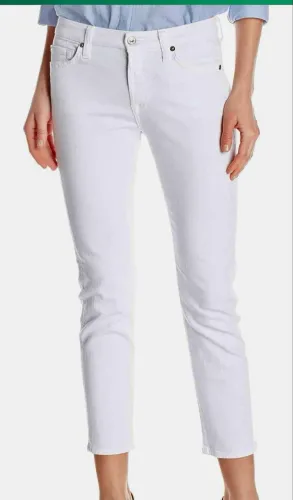Calça jeans branca 7 for all mankind tamanho 31 veste 42 modelo Jimmie crop skinny
