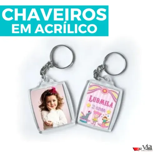 kit com 10 unidades chaveiros acrílico personalizado 3x4cm com foto