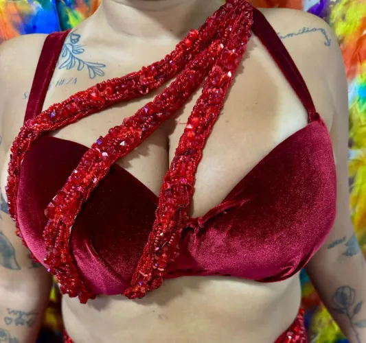 Figurino Vermelho completo para Dança do Ventre 