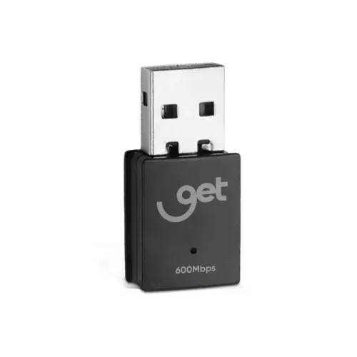 Adaptador Wi-Fi USB Get 5GHz 600Mbps e 2.4GHz 300Mbps - WZetta