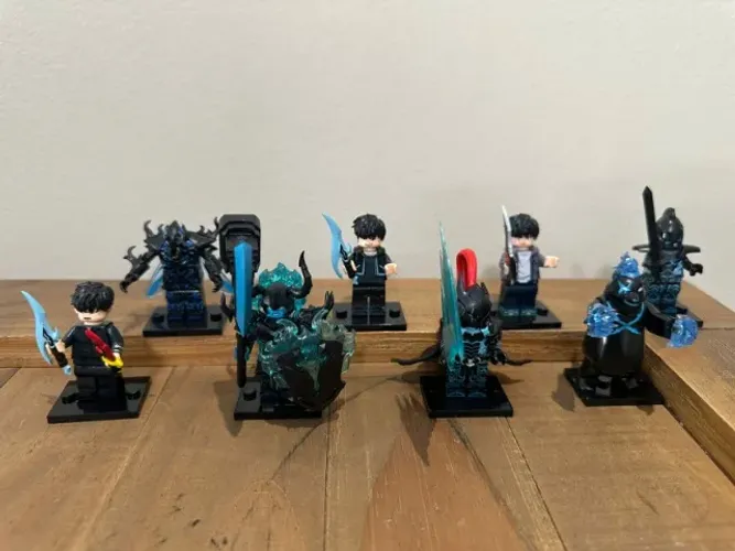 Bloco de montar Lego sung jin woo solo leveling Kit 8 bonecos Geek Manga Anime miniaturas
