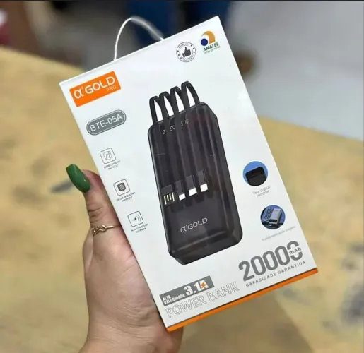 Power Bank 2000 mAh A'Gold - 3.1A - Tela Digital - 4 Saídas