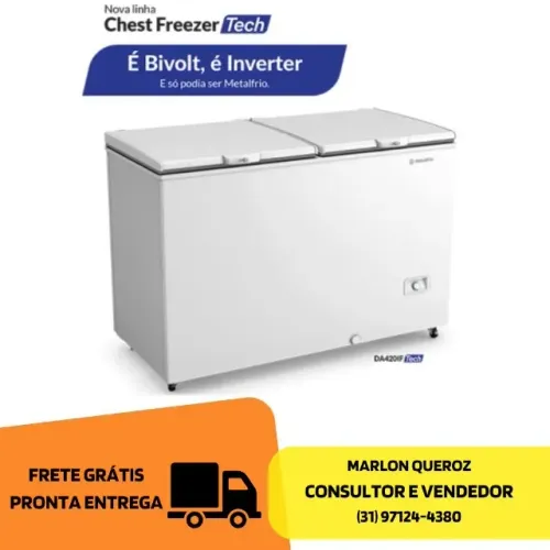 Freezer Horizontal Metalfrio Tampa Cega 417L Bivolt
