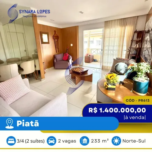 VENDO APARTAMENTO 233 M² | 03 QUARTOS | RESIDECIAL MEDITERRÂNEO | PIATÃ | SALVADOR | BAHIA