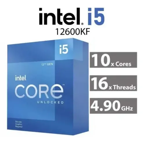 Processador Core i5 12600KF até 4.9 GHz Turbo, LGA 1700, Sem Cooler, Novo, Lacrado