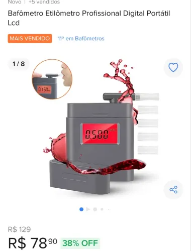 bafometro etilometro digital - para brincar com os amigos de quem fica mais bebado kkk