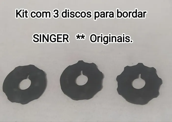 Acessórios para máquina de costura SINGER - Kit 3 discos de bordar originais.