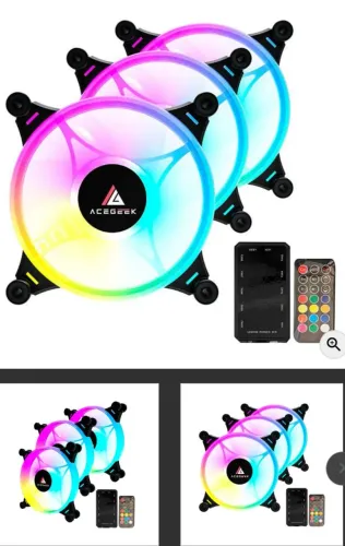 Kit ventoinhas com controladora e controle remoto RGB