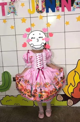 Vestido Junino Infantil Rosa
