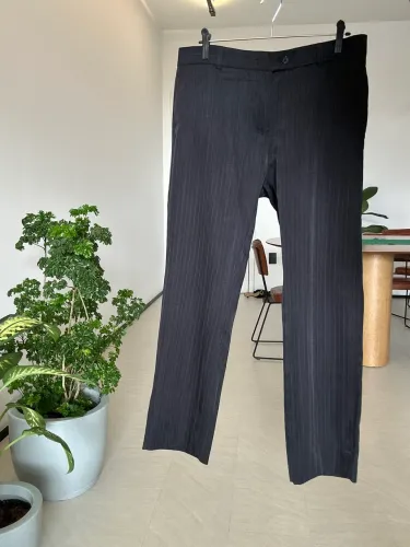 Calça 44 Masculina Preston Field Azul Marinho Listrada