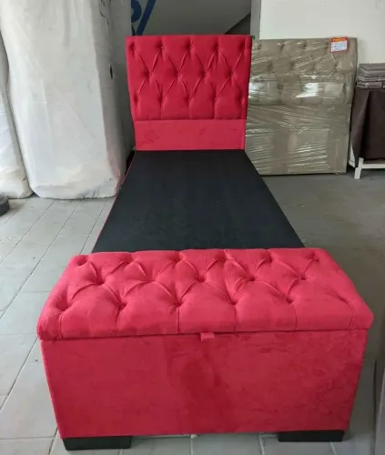 Base cabeceira  e recamier  solteiro  rosa
