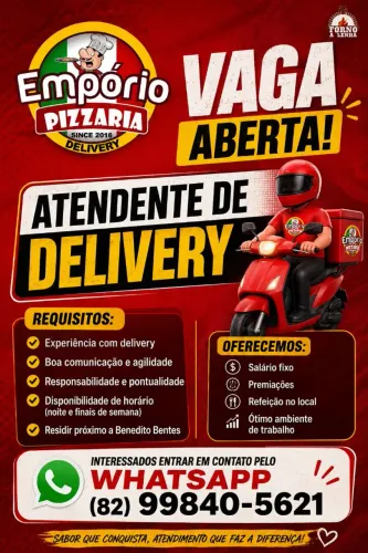 Vaga para Atendente de Delivery - Empório Pizzaria ?