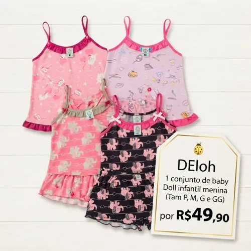 Baby Doll infantil 100%algodao