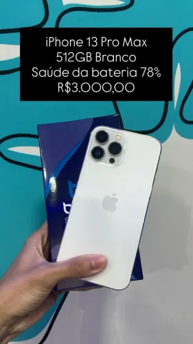Seminovo: iPhone 13 Pro Max 512GB Branco - Bateria 78% | Loja Fisica