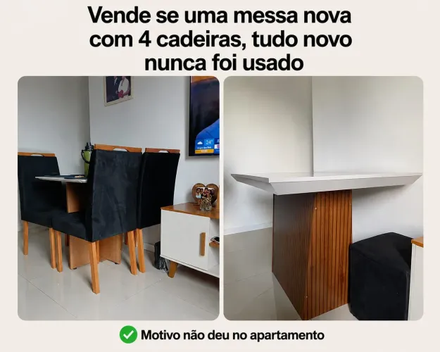 Mesa com cadeiras sem uso