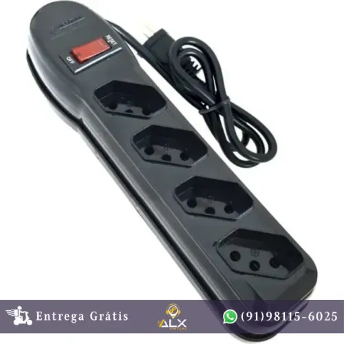 Filtro de Linha 4 Tomadas Circuit Breaker Preto Megatron *ENTREGA GRÁTIS*