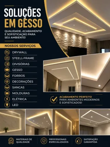 DRYWALL GESSO FORROS MOLDURAS DIVISORIAS